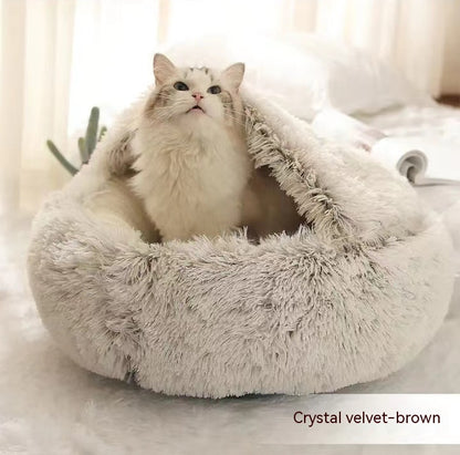 2-in-1 Round Plush Pet Bed for Dogs and Cats (photo 7)