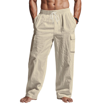 Men's Multi-Pocket Linen Cargo Pants (photo 6)