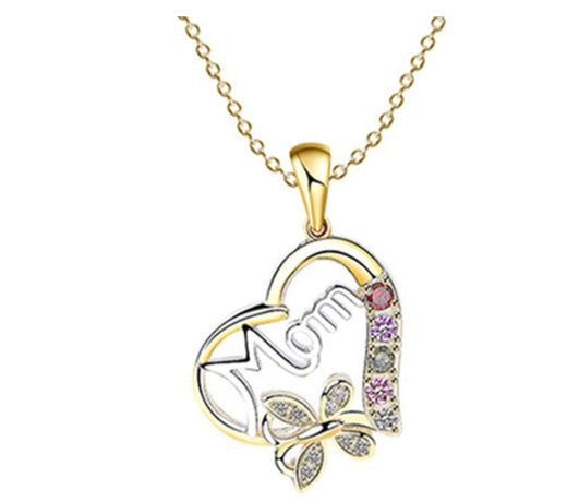 Love Mom Hollow Heart Rhinestone Ring (photo 9)