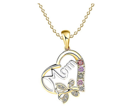 Love Mom Hollow Heart Rhinestone Ring (photo 9)