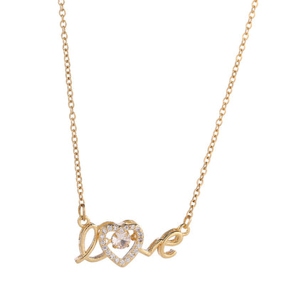 Titanium Steel Love Letter Clavicle Necklace (photo 11)
