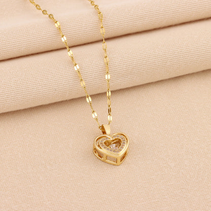 Double-Layer Rhinestone Heart Necklace (photo 5)