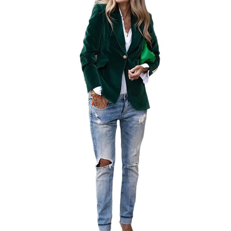 Women's Slim-Fit Velvet Blazer (photo 22)