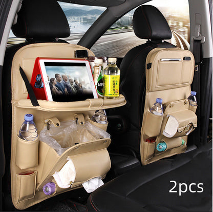 PU Leather Car Seat Back Organizer with Tissue Box (photo 14)