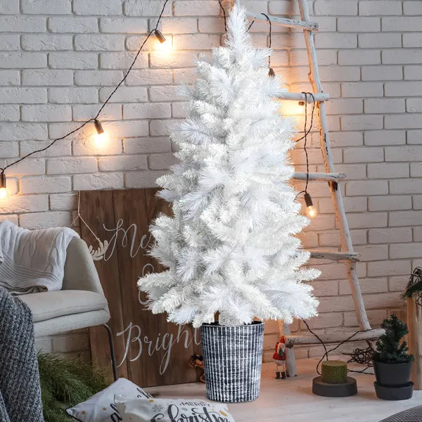 4 ft White Artificial Christmas Tree in Pot Stand (photo 5)