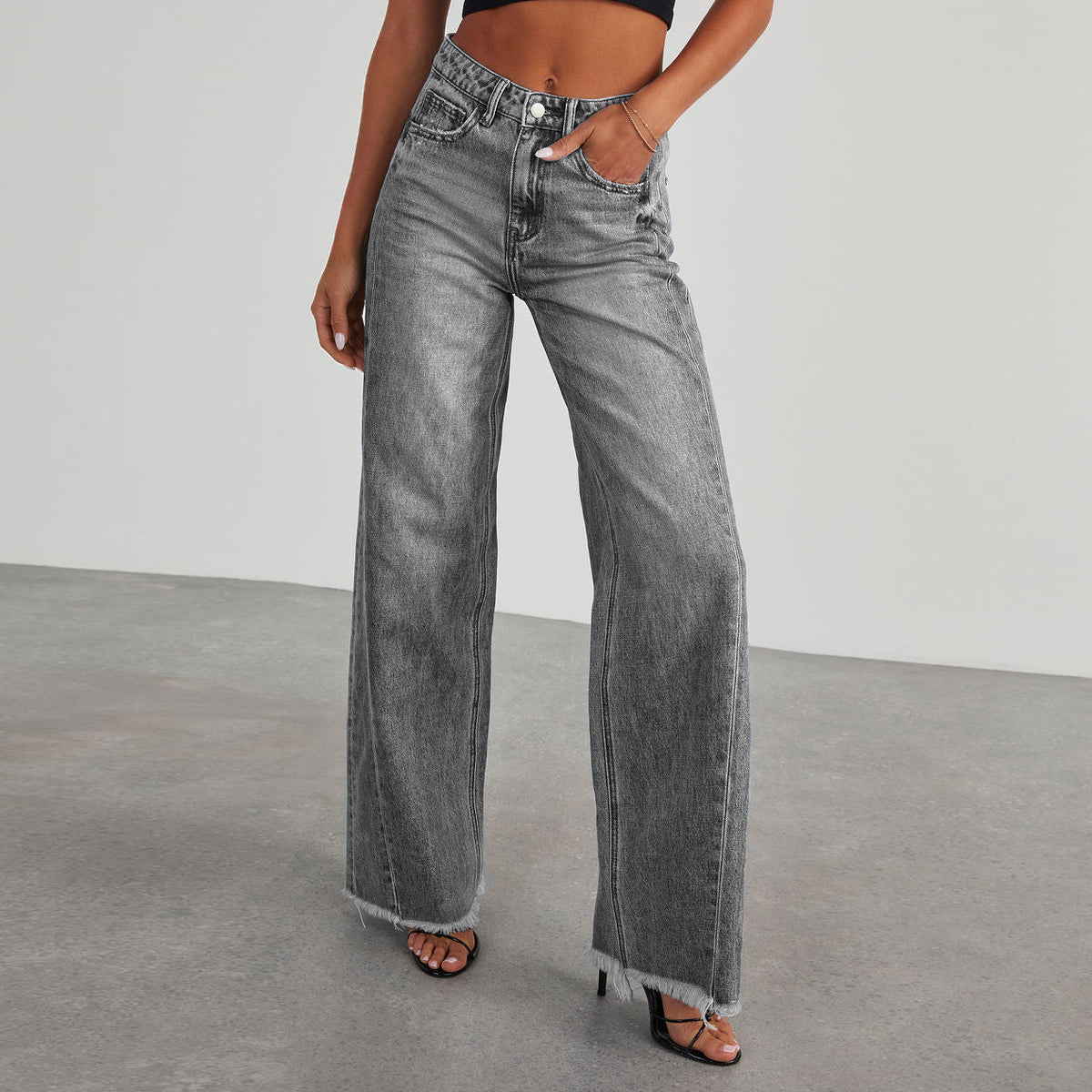Women's High-Waist Straight Wide-Leg Jeans (photo 3)