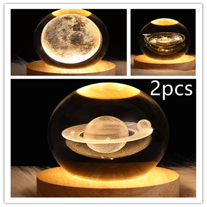 Wood Base Crystal Ball Night Lamp (photo 25)