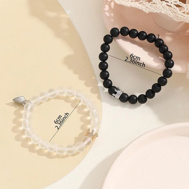 2-Piece Glow-in-the-Dark Crown Bead Couple Bracelets (photo 8)