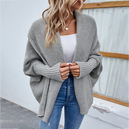 Women's Loose Batwing Lapel Knit Cardigan (photo 11)