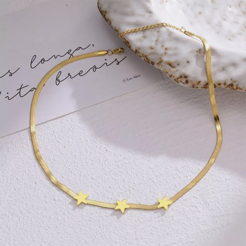 Gold-Tone Snake Chain Star Choker Necklace (photo 3)