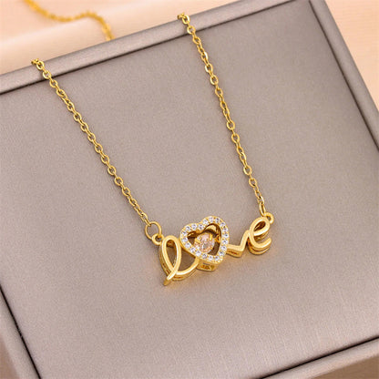 Titanium Steel Love Letter Clavicle Necklace (photo 4)