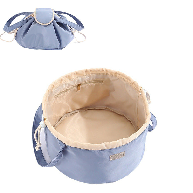 Drawstring Cosmetic Bag, Polyester - Grey Blue (photo 2)