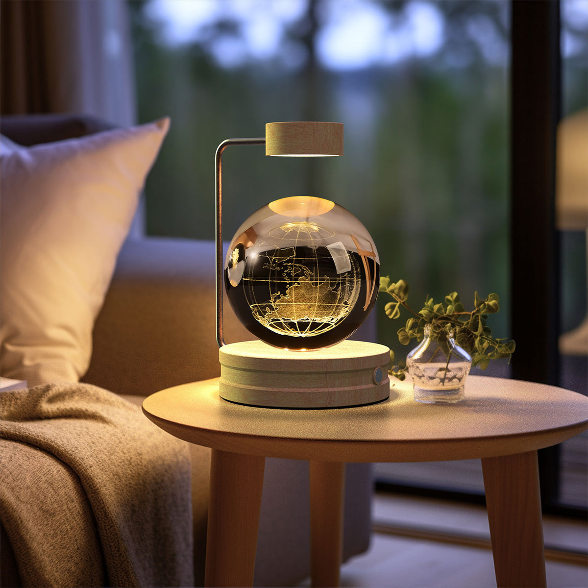 3D Engraved Crystal Ball Night Light with Wooden Base, USB (photo 27)