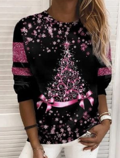 Women's 3D Print Christmas Pullover Sweatshirt (photo 21)