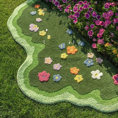 Green Grass Plant Area Rug