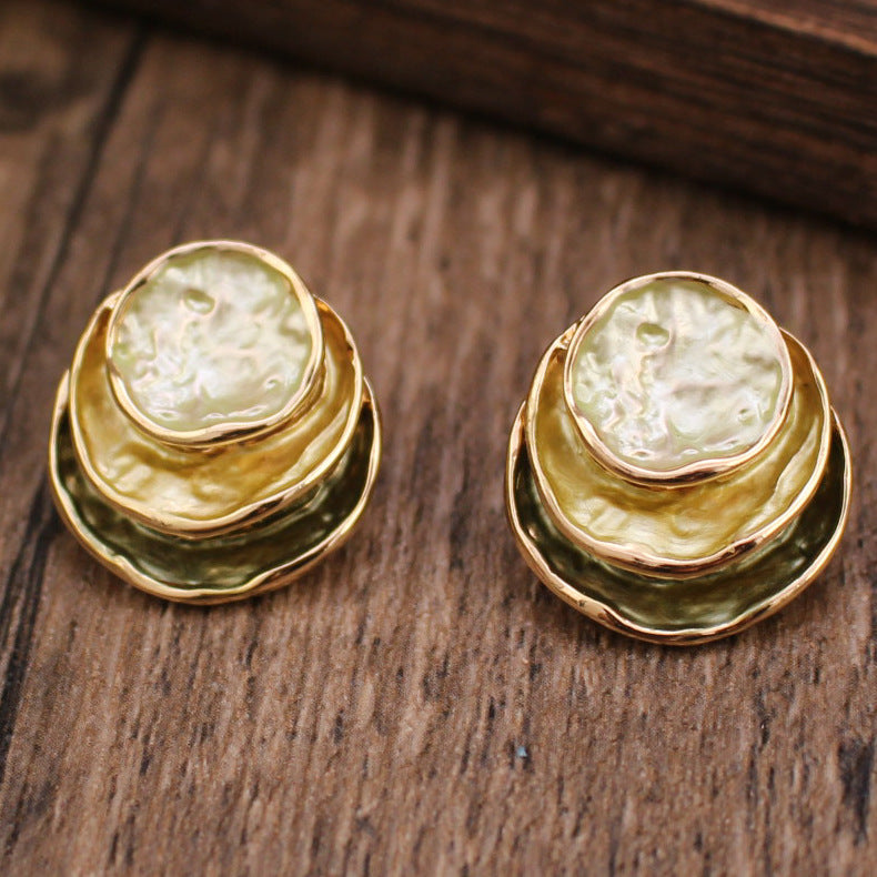 Enamel Round Geometric Earrings (photo 7)