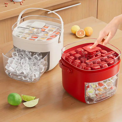 Press-Release Ice Cube Tray with Bin and Lid, 24 or 48 Cubes