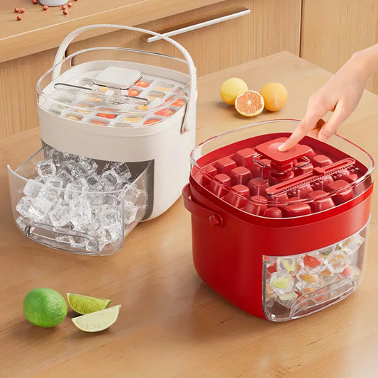 Press-Release Ice Cube Tray with Bin and Lid, 24 or 48 Cubes