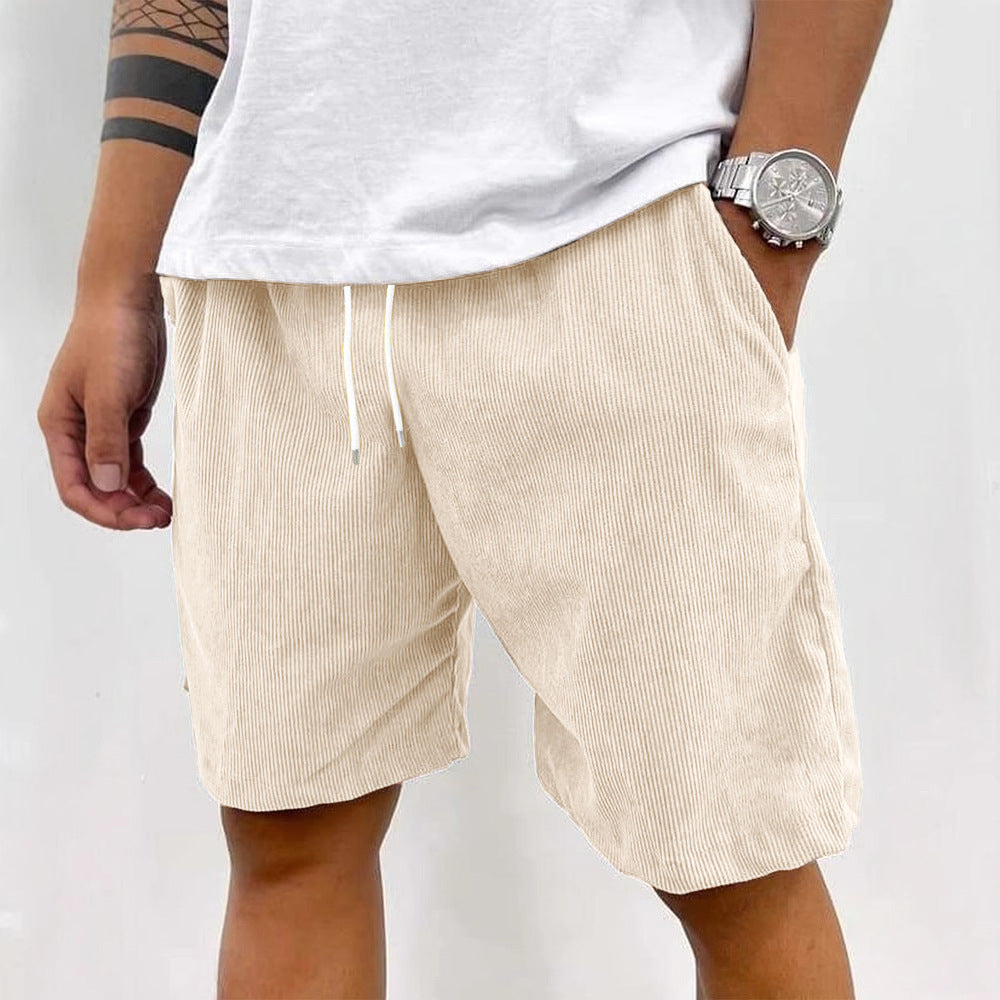 Men's Corduroy Drawstring Shorts with Pockets (photo 10)