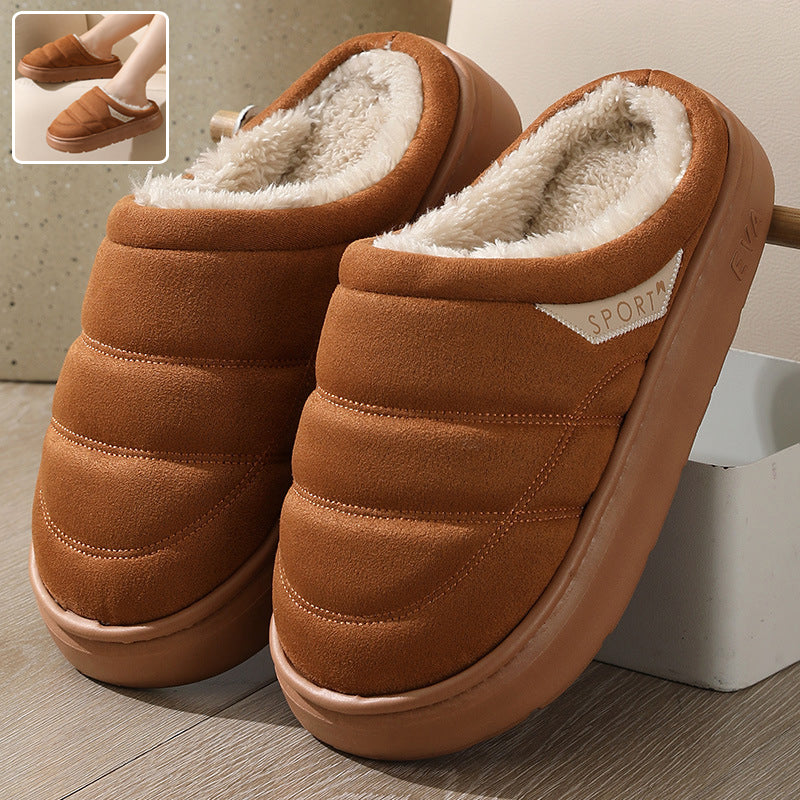 Suede Plush-Lined House Slippers