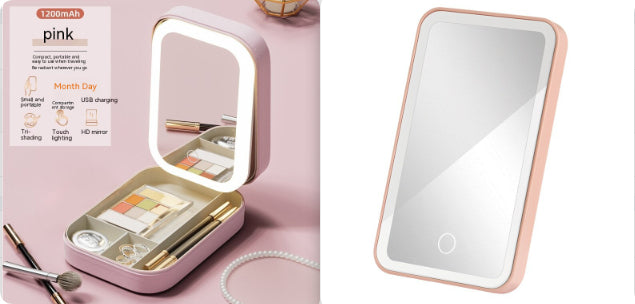 Portable Makeup Storage Case with LED Mirror (photo 7)