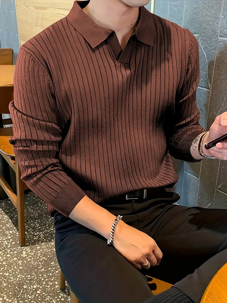 Men's Waffle Knit Long-Sleeve Polo Shirt (photo 18)