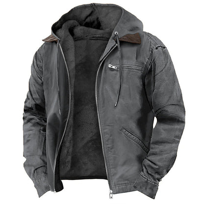 Men's Hooded Fleece Zip-Up Long Jacket (photo 3)