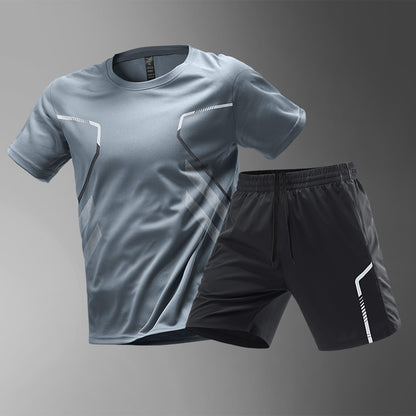 Men's Color-Block Sports T-Shirt and Shorts Set (photo 6)