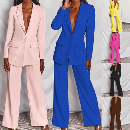 Women's Lapel Blazer and Straight-Leg Pants Set (photo 10)
