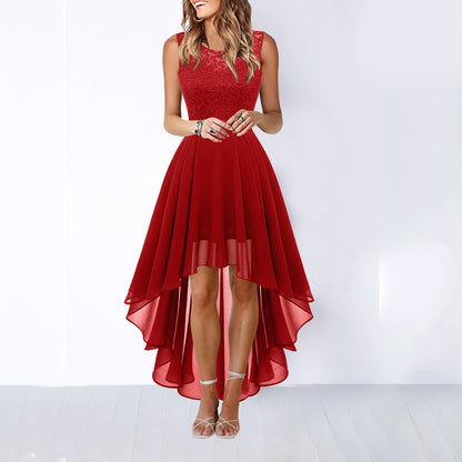 Women's Sleeveless Chiffon A-Line Dress with Lace Panels (photo 3)