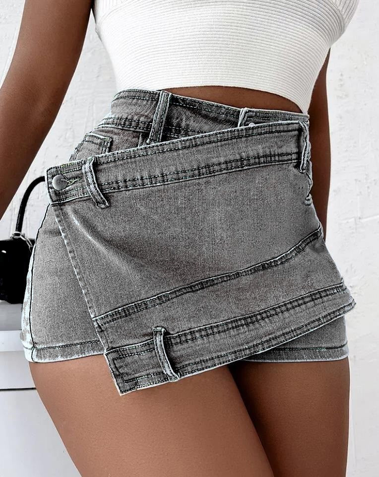 Women's High-Waist Asymmetric Denim Skort (photo 5)