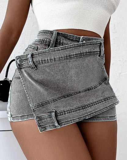 Women's High-Waist Asymmetric Denim Skort (photo 5)