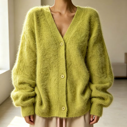 Women's Loose V-Neck Button Knit Cardigan (photo 17)