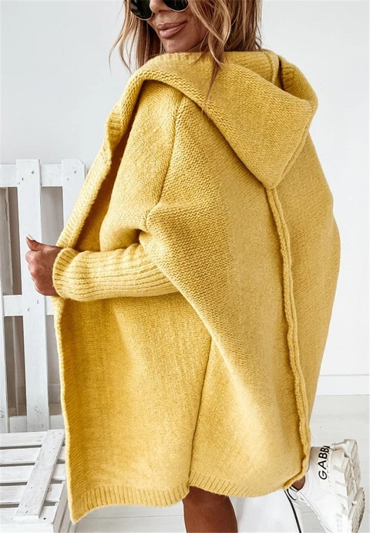 Women's Oversized Hooded Batwing Knit Cardigan (photo 5)
