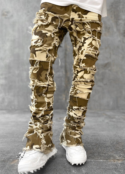 Men's Fringed Ripped Stacked Skinny Jeans (photo 6)