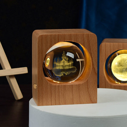 Beech Base 3D Engraved Crystal Ball Night Light, 6 cm (photo 9)
