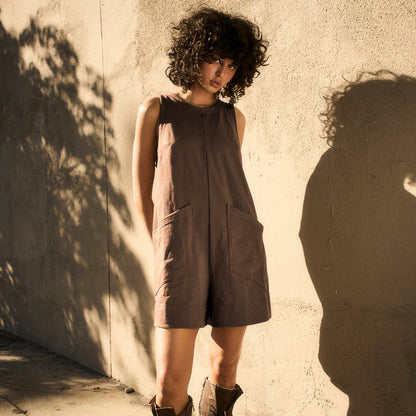 Women's Loose Cargo Short Overalls with Pockets (photo 8)