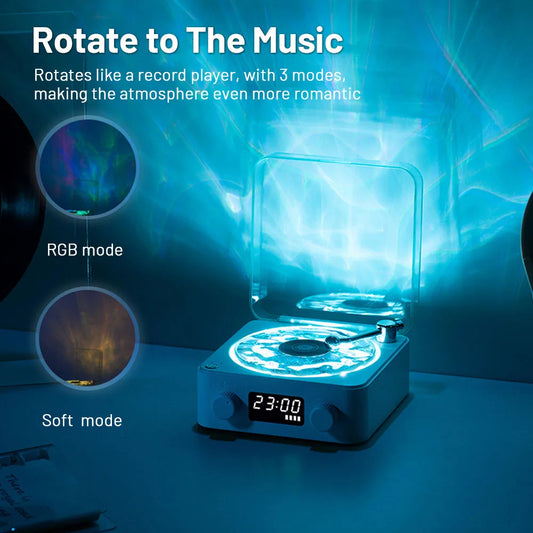 Retro Turntable-Style Bluetooth Speaker with Nature Sounds and Light