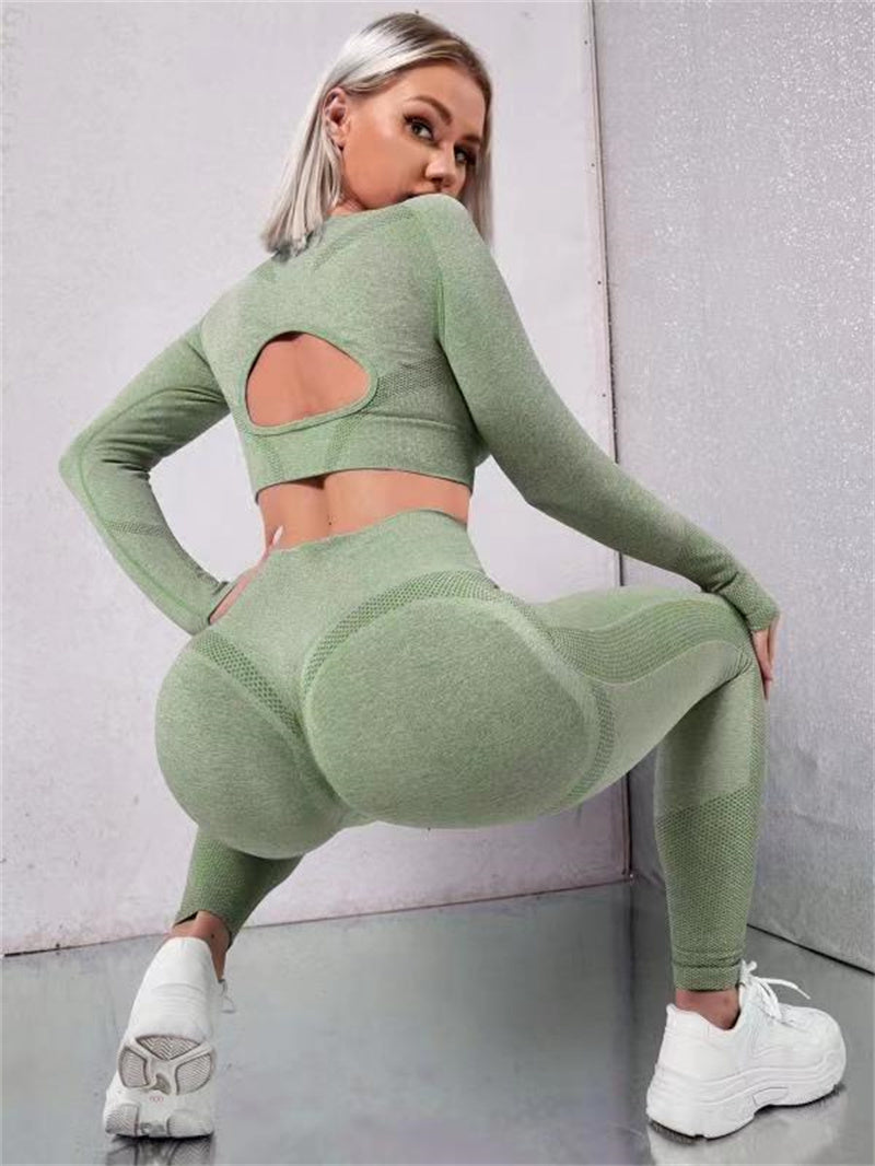 Women's 2-Piece Long-Sleeve Cut-Out Top and Leggings Set (photo 9)