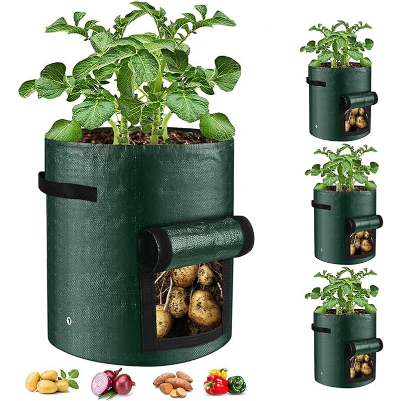 10-Gallon Fabric Grow Bags with Flap and Handles, 6 Pack