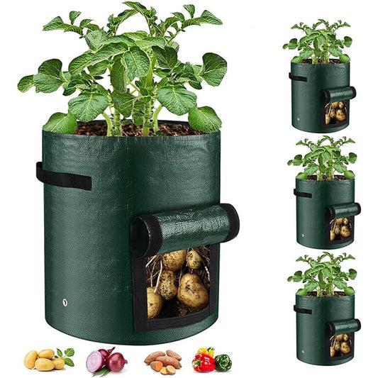10-Gallon Fabric Grow Bags with Flap and Handles, 6 Pack