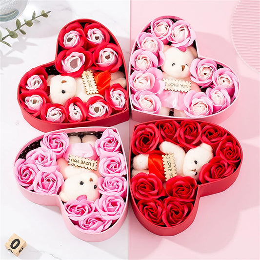 Heart-Shaped Soap Rose Gift Box