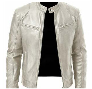 Men's PU Leather Zip-Up Stand-Collar Jacket (photo 11)