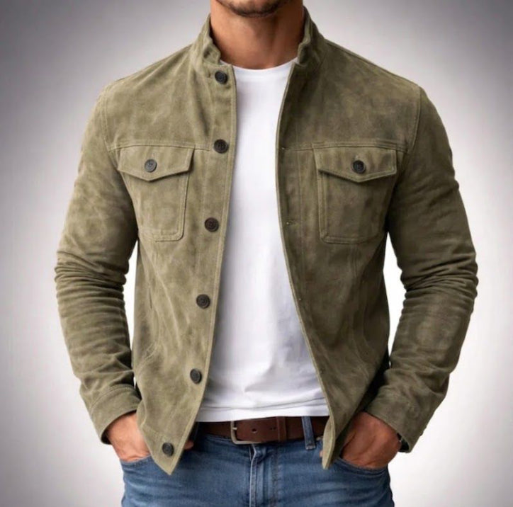 Men's Vintage Faux Suede Single-Breasted Jacket (photo 2)