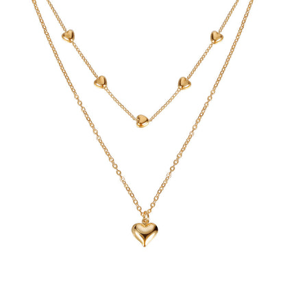 Double-Layer Heart Pendant Necklace (photo 7)
