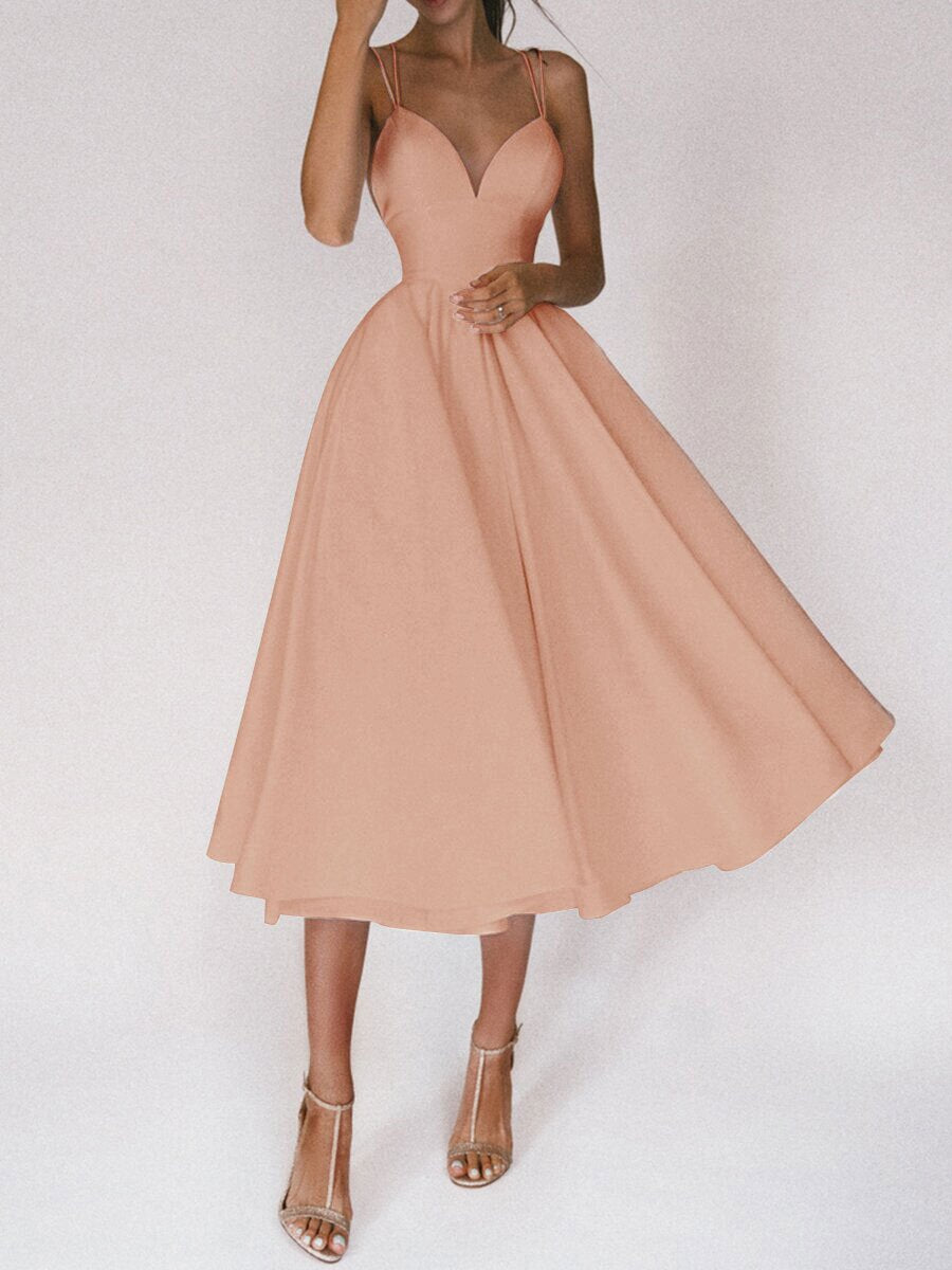 Women's V-Neck Strappy A-Line Maxi Dress (photo 4)