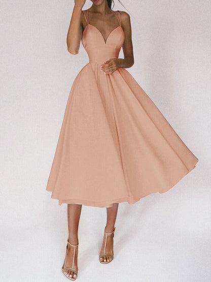 Women's V-Neck Strappy A-Line Maxi Dress (photo 4)