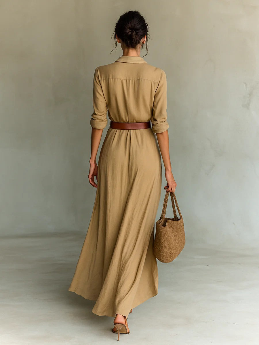 Women's Asymmetric Button-Front Shirt Dress with Belt (photo 2)