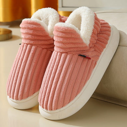 Striped Plush Winter House Slippers, Unisex (photo 15)