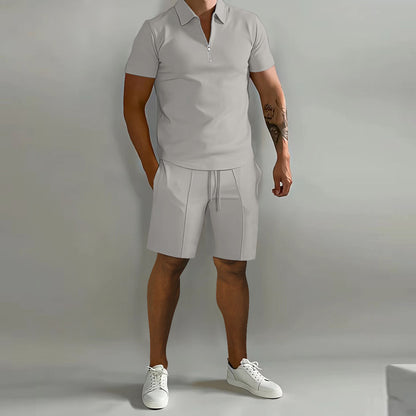 Men's Short-Sleeve Polo Shirt and Drawstring Shorts Set (photo 3)